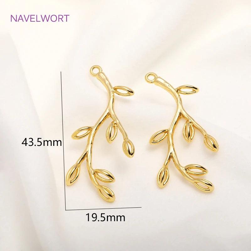 14K Plated Tree Of Life Pendants - Brass Metal Branch Charms for Women