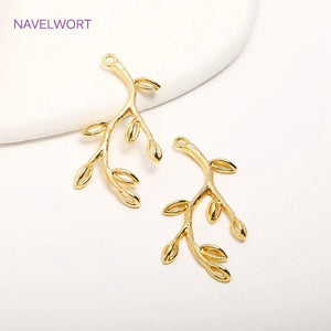 14K Plated Tree Of Life Pendants - Brass Metal Branch Charms for Women