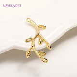 14K Plated Tree Of Life Pendants - Brass Metal Branch Charms for Women
