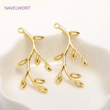14K Plated Tree Of Life Pendants - Brass Metal Branch Charms for Women