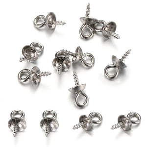 50pcs Stainless Steel Screw Eye Pins for Jewelry Making DIY