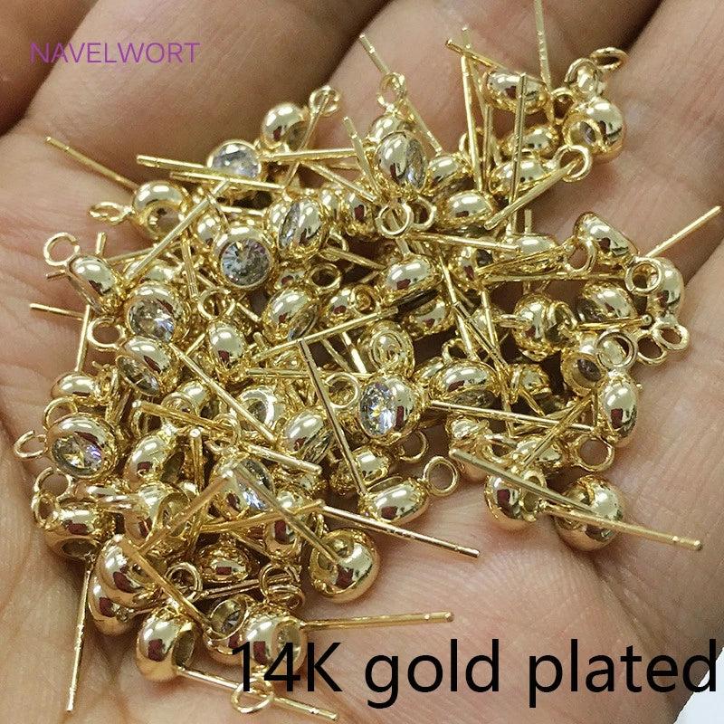 S925 Silver Stud Earring Fittings Zircon Post DIY Jewelry Accessory
