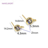 S925 Silver Stud Earring Fittings Zircon Post DIY Jewelry Accessory