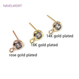 S925 Silver Stud Earring Fittings Zircon Post DIY Jewelry Accessory