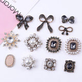 10Pcs Rhinestone Pearl Flowers Bowknot DIY Jewelry Making