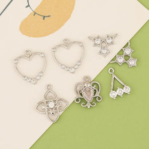 10Pcs Rhodium CZ Charms for DIY Jewelry Making