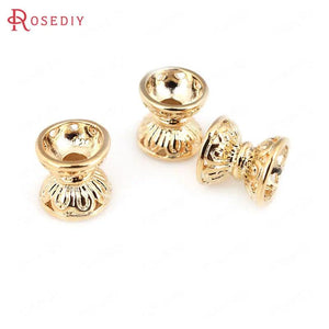 10PCS 7x7MM Champagne Plated Brass Beads Caps Diy Jewelry Accessories