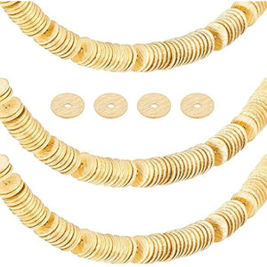 300pcs 6mm Brass Heishi Disc Beads Golden Spacer Rondelle 1.2mm Hole