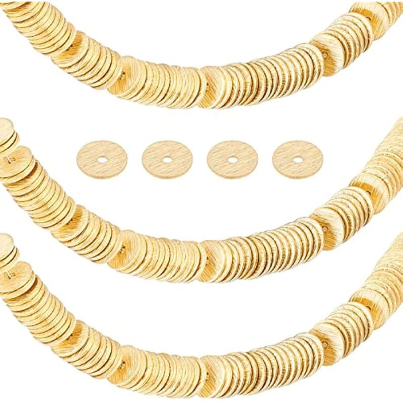 300pcs 6mm Brass Heishi Disc Beads Golden Spacer Rondelle 1.2mm Hole