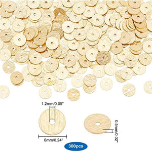 300pcs 6mm Brass Heishi Disc Beads Golden Spacer Rondelle 1.2mm Hole