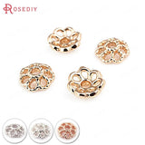 20PCS 8MM 24K Silver Rose Beads Caps DIY Jewelry Findings