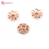 20PCS 8MM 24K Silver Rose Beads Caps DIY Jewelry Findings
