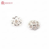 20PCS 8MM 24K Silver Rose Beads Caps DIY Jewelry Findings