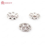 20PCS 8MM 24K Silver Rose Beads Caps DIY Jewelry Findings