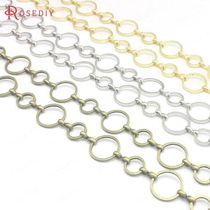 12MM+8MM Round Closed Rings Link Chains Brass Necklace Chains