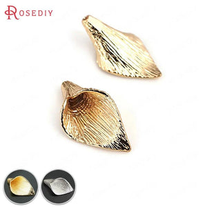 6PCS 24K Brass Flower Tassel Caps Diy Jewelry Findings