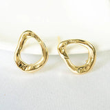 13*17MM 14K Plated Brass Oval Stud Earrings