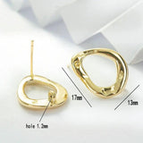 13*17MM 14K Plated Brass Oval Stud Earrings