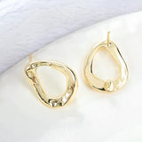 13*17MM 14K Plated Brass Oval Stud Earrings