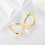 13*17MM 14K Plated Brass Oval Stud Earrings