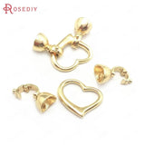 24K Brass Round Heart Bow Connect Clasps for Jewelry Making