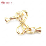 24K Brass Round Heart Bow Connect Clasps for Jewelry Making