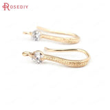 6PCS 17MM Champagne Plated Brass Earrings Hook with Zircon Jewelry DIY