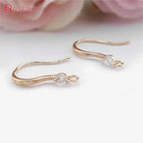 6PCS 17MM Champagne Plated Brass Earrings Hook with Zircon Jewelry DIY