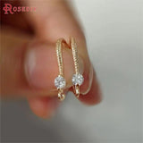 6PCS 17MM Champagne Plated Brass Earrings Hook with Zircon Jewelry DIY