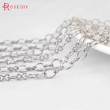 3.5MM Copper Round Oval Link Chains Necklace Chains - 5 Meters