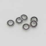 100pcs Antique Silver Gear Shape Loose Bead Spacers 6mm 7.5mm Round Beads
