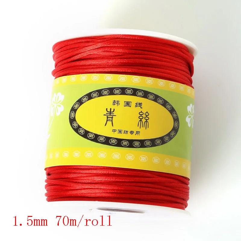 70M 1.5mm Nylon Cord Satin Braided String in 21 Colors