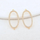 14K Brass & Zircon Oval Connect Charms Pendants Necklace DIY Jewelry Making