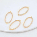 14K Brass & Zircon Oval Connect Charms Pendants Necklace DIY Jewelry Making