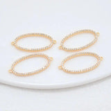 14K Brass & Zircon Oval Connect Charms Pendants Necklace DIY Jewelry Making