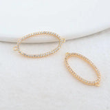 14K Brass & Zircon Oval Connect Charms Pendants Necklace DIY Jewelry Making
