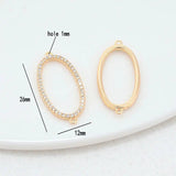 14K Brass & Zircon Oval Connect Charms Pendants Necklace DIY Jewelry Making