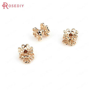 10PCS 5x6MM Brass Flower Beads Caps for Jewelry Making