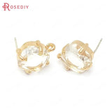 6PCS Champagne Brass Glass Sterling Silver Pins Stud Earrings Jewelry Making