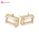 6PCS Champagne Brass Glass Sterling Silver Pins Stud Earrings Jewelry Making