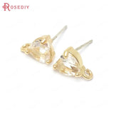 6PCS Champagne Brass Glass Sterling Silver Pins Stud Earrings Jewelry Making