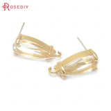6PCS Champagne Brass Glass Sterling Silver Pins Stud Earrings Jewelry Making