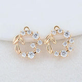 14K Brass Zircon Flowers Connect Charms Pendants Necklace Jewelry