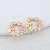 14K Brass Zircon Flowers Connect Charms Pendants Necklace Jewelry