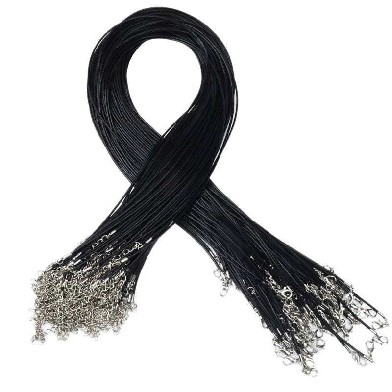 20pcs 1.5mm Wax Cord Necklace 55cm+5cm Extender DIY Jewelry Findings
