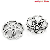 Flower Bead Caps Silver Color 100PCs