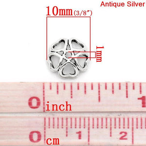 Flower Bead Caps Silver Color 100PCs