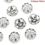 Flower Bead Caps Silver Color 100PCs