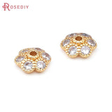 10PCS Brass Zircon Flower Beads Caps for Jewelry Making DIY