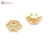 10PCS Brass Zircon Flower Beads Caps for Jewelry Making DIY